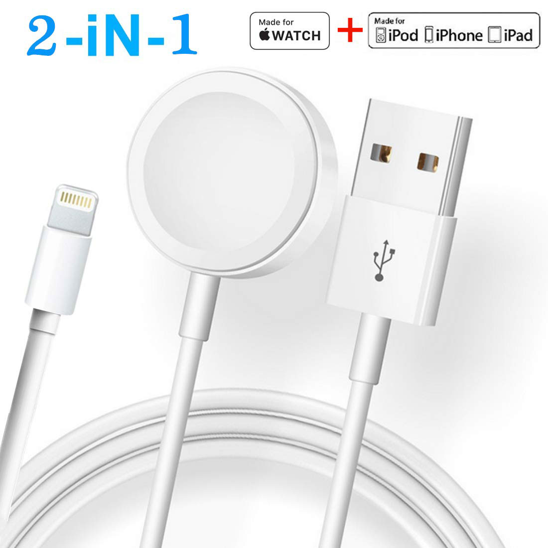 2 in 1 WATCH Charger Cable Magnetic with IOS Lightning Cable Compatib